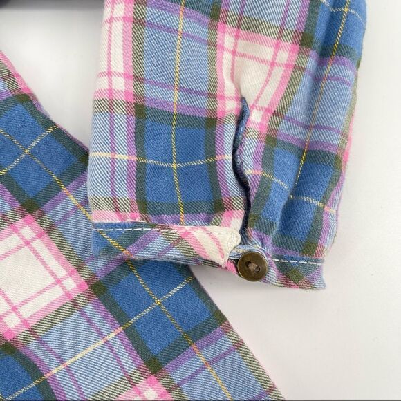 Carter’s Girl’s Pink/Blue Plaid Gold Metallic Plaid Long Sleeve Twill Blouse 5T - Picture 5 of 10